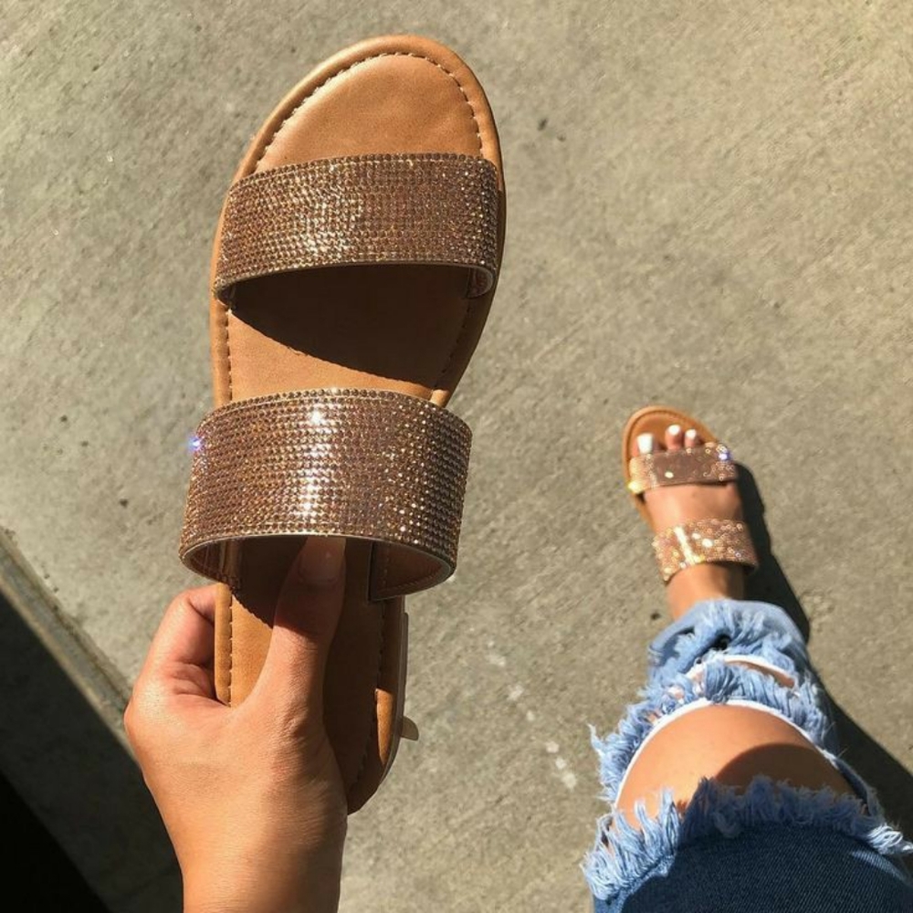 Penny/Bronze Rhinestone Slip on sandal